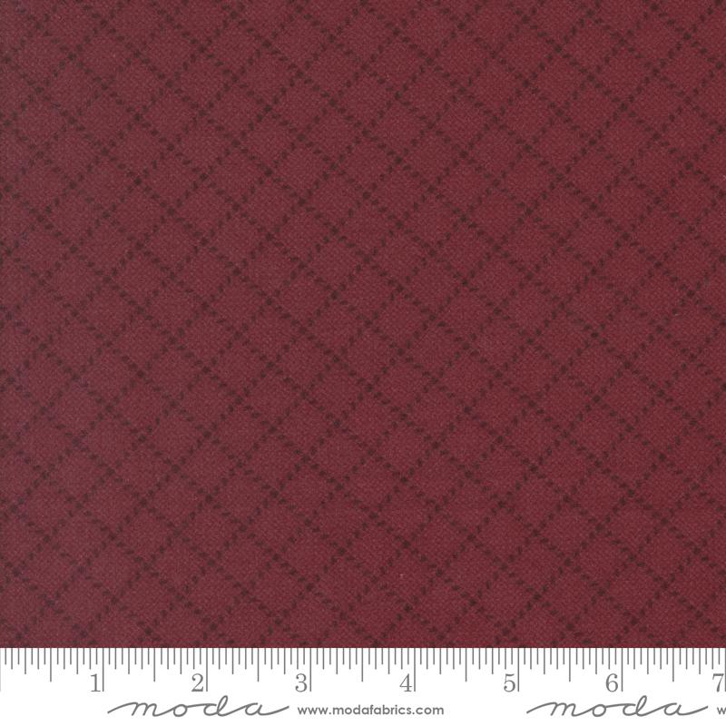 Moda Prairie Gathering Stitched Grid Merlot Flannel Fabric