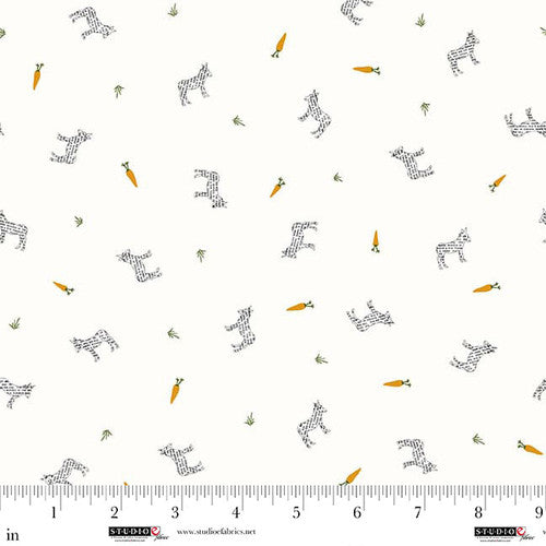 Studio E Neighborhood Association Tiny Donkeys Off White Fabric