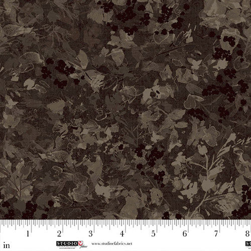 Studio E Neighborhood Association Leaf Texture Dark Chocolate Fabric