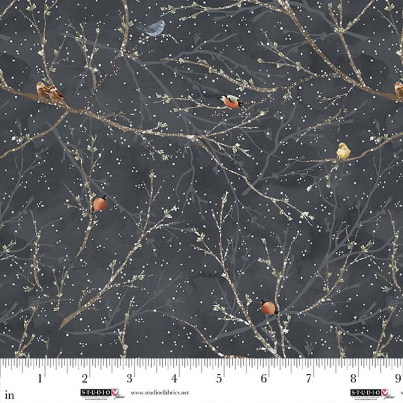 Studio E Hazy Shade Of Winter Trees Midnight Fabric
