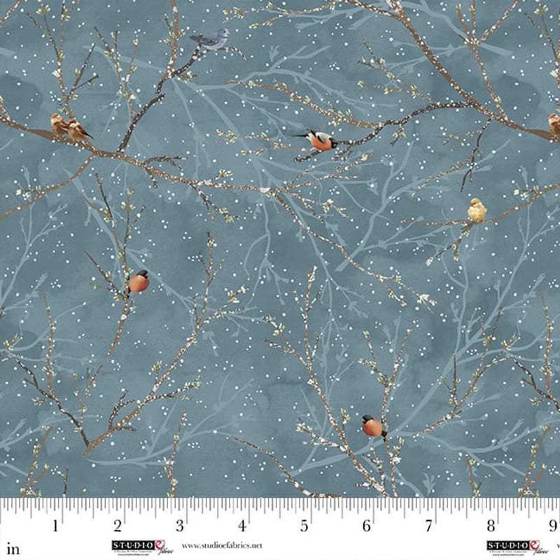 Studio E Hazy Shade Of Winter Trees Slate Fabric
