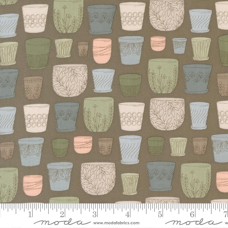 Moda Potted Pots Charcoal Fabric