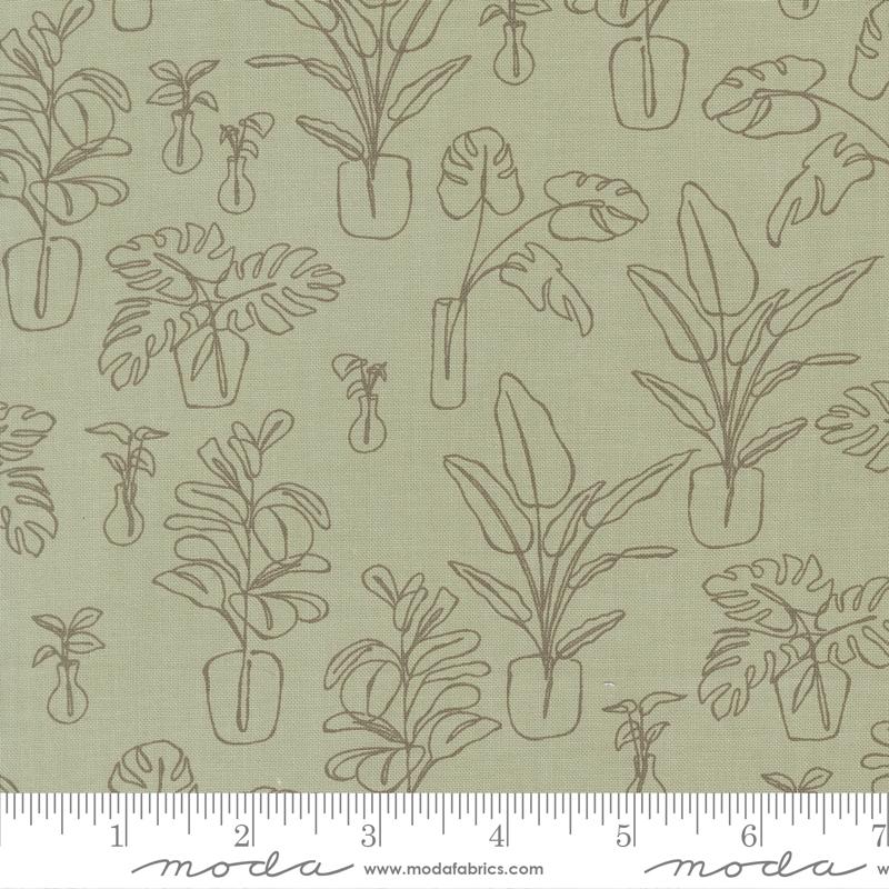 Moda Potted Indoor Jungle Sage Fabric