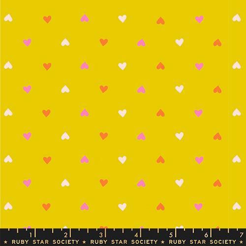 Ruby Star Society Best Day Ever Novelty Hearts Golden Hour Fabric