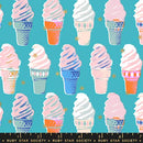 Ruby Star Society Best Day Ever Ice Cream Turquoise Metallic Fabric