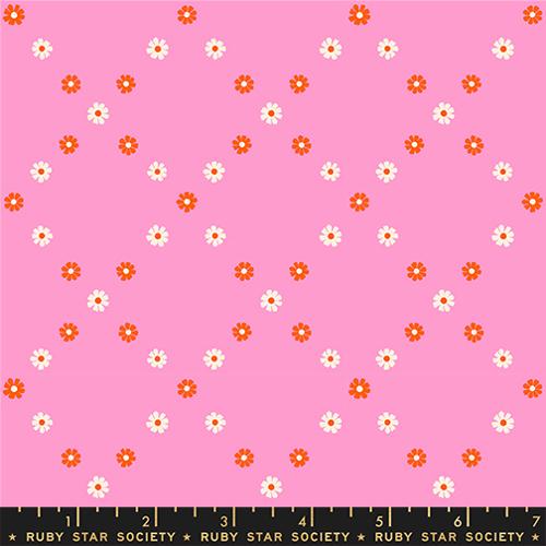Ruby Star Society Best Day Ever Diamond Flowers Flamingo Fabric
