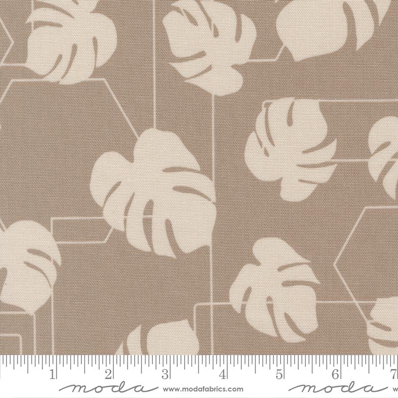 Moda Potted Monstera Geo Ash Canvas Fabric