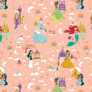 Camelot Fabrics Heart of a Disney Princess Allover Coral Fabric
