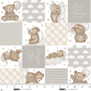 Studio E Sleepy Teddy Patch Gray Multi Fabric
