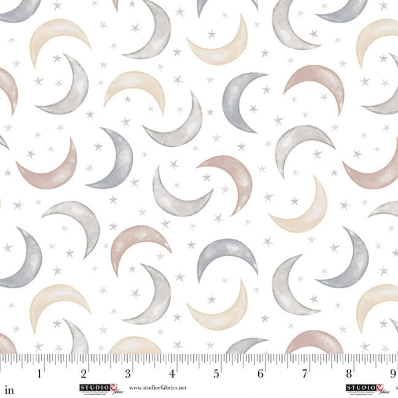Studio E Sleepy Teddy Moons White Multi Fabric