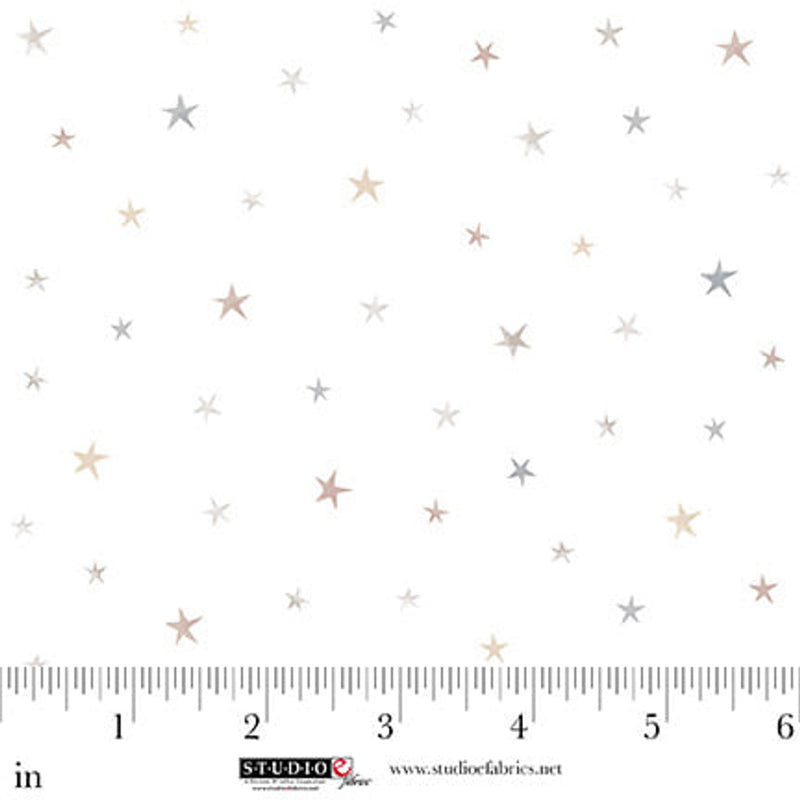 Studio E Sleepy Teddy Stars White Multi Fabric