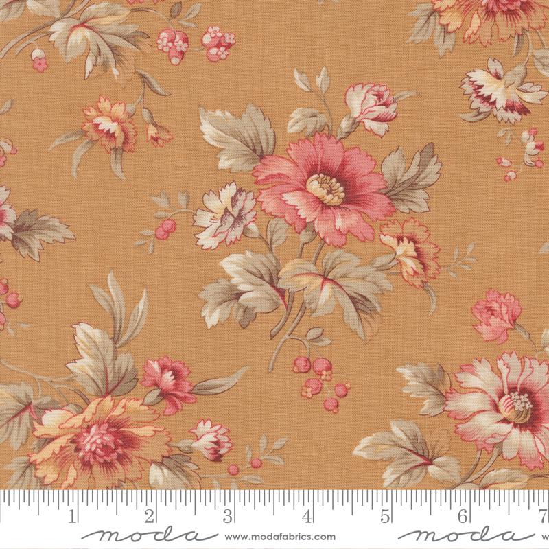 Moda Joie De Vivre Cosmos Florals Tea Fabric