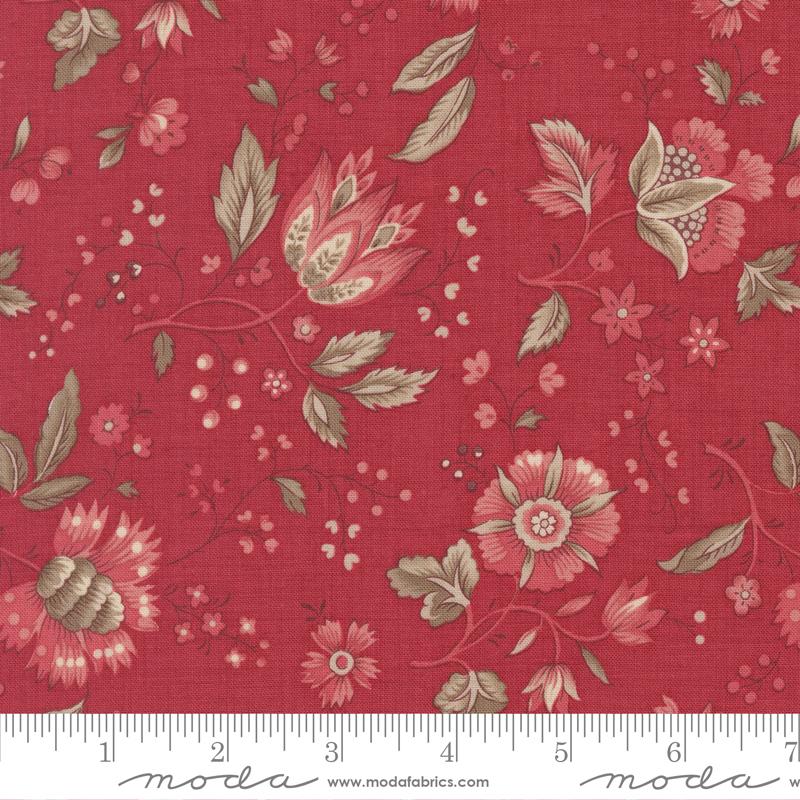 Moda Joie De Vivre Rural Jardin Florals Rouge Fabric