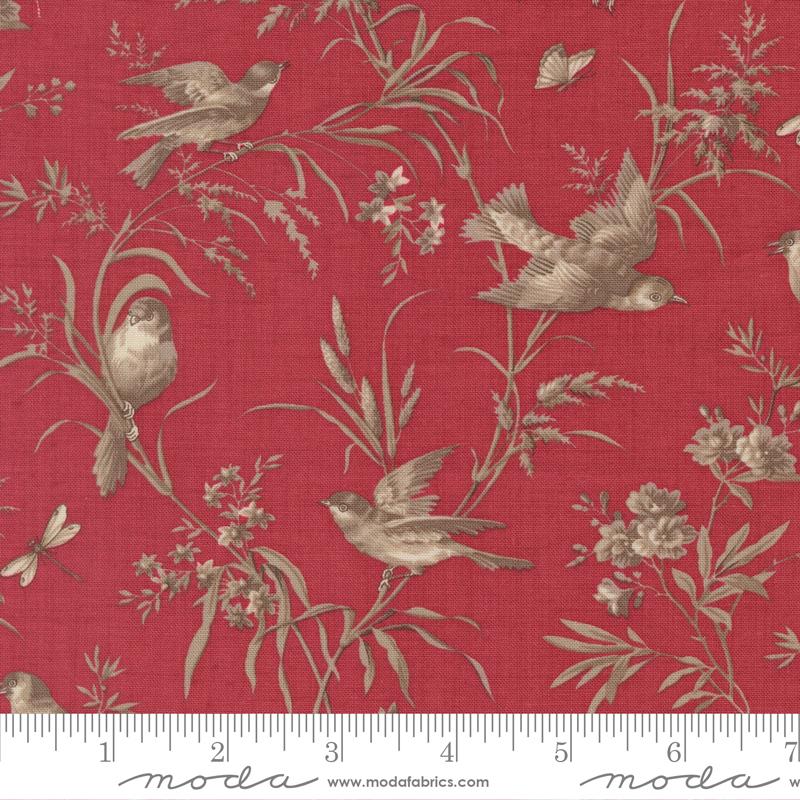 Moda Joie De Vivre Moineau Florals Rouge Fabric