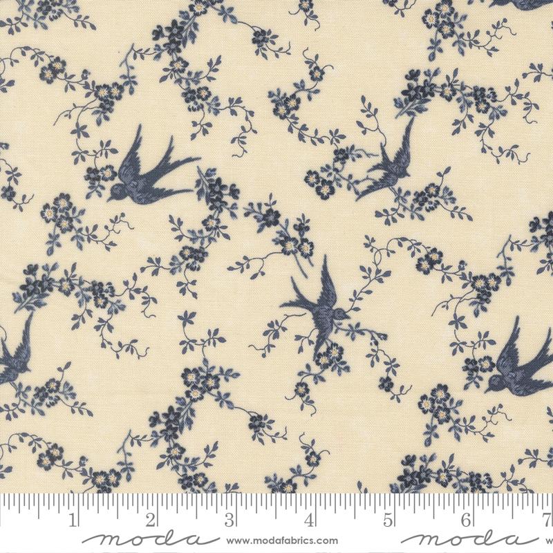 Moda Bluebirds Nest Happy Bluebird Cream Fabric