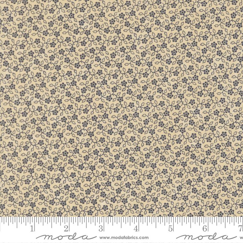 Moda Bluebirds Nest Flowering Vine Tan Blue Fabric
