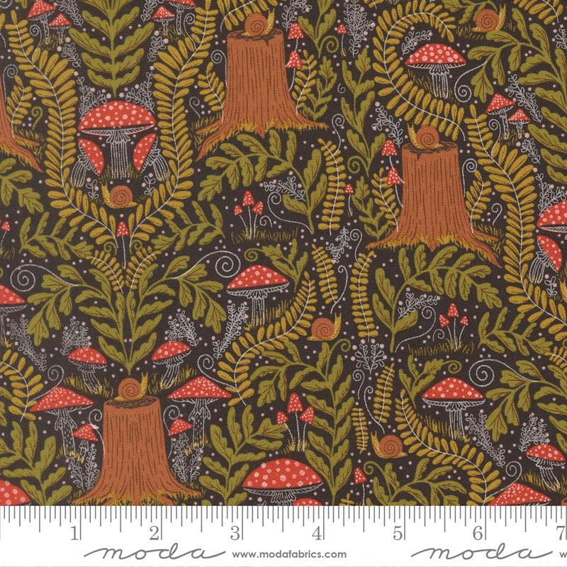 Moda Night Owl Mushroom Landscape Midnight Fabric