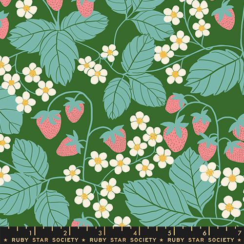 Ruby Star Society Reimagined Landscapes Strawberry Field Green Fabric