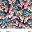 Studio E Another Dimension Butterflies And Flowers Slate Fabric