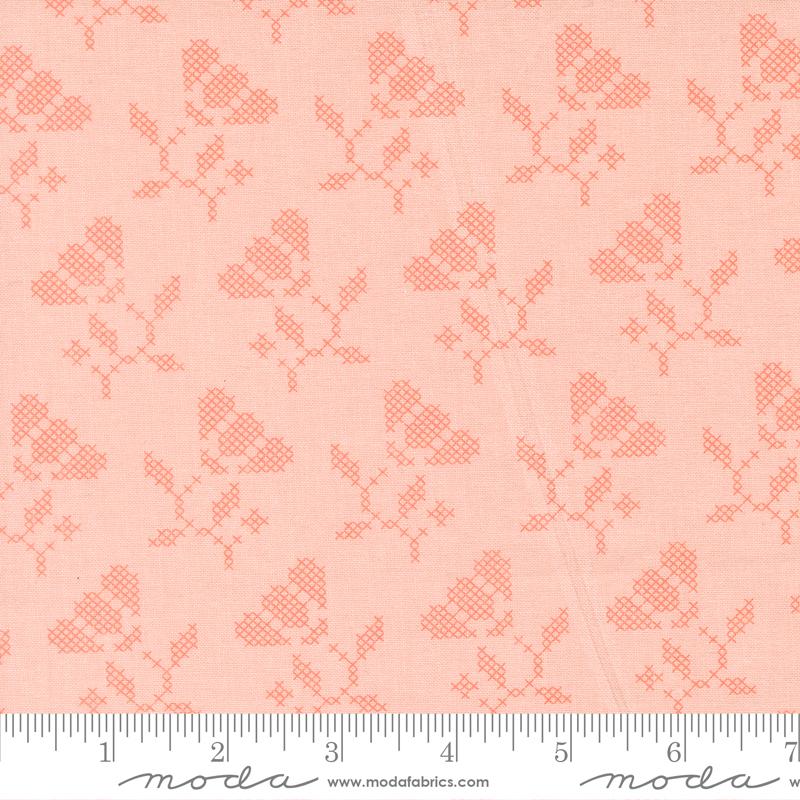 Moda Sunbonnet Blooming Stitches Pink Fabric