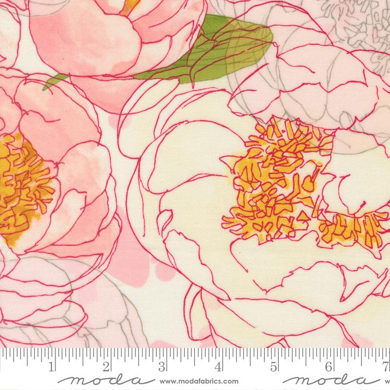 Moda Darling Peony Large Floral Cream Fabric
