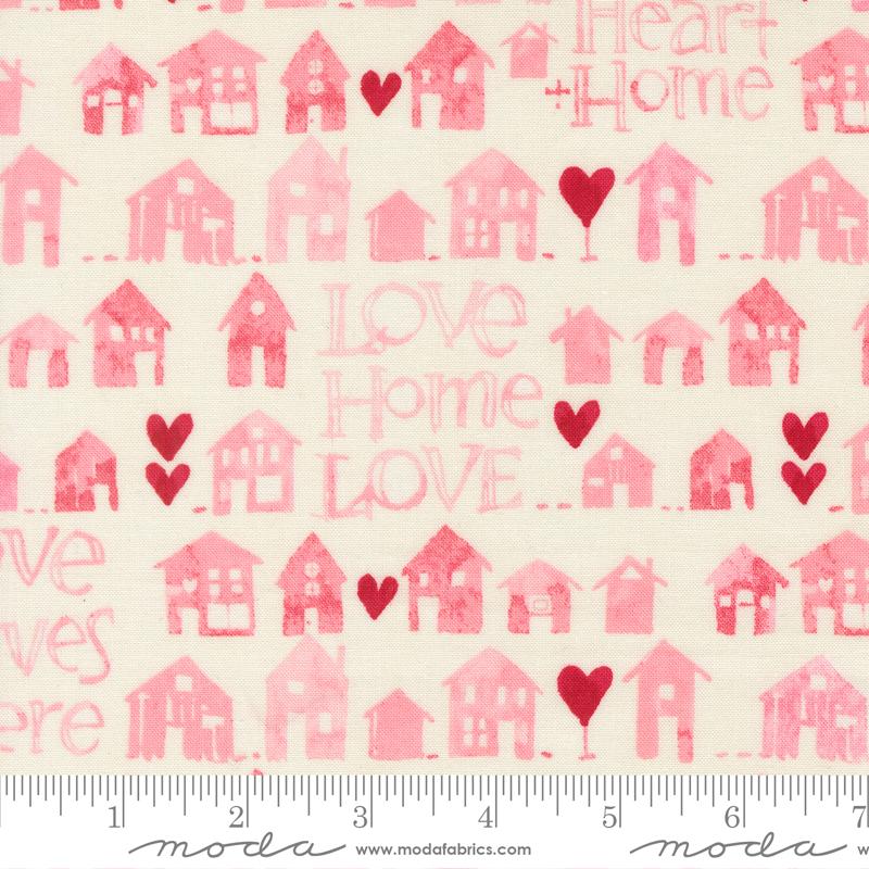 Moda Darling Peony Little House Of Love Cream Fabric