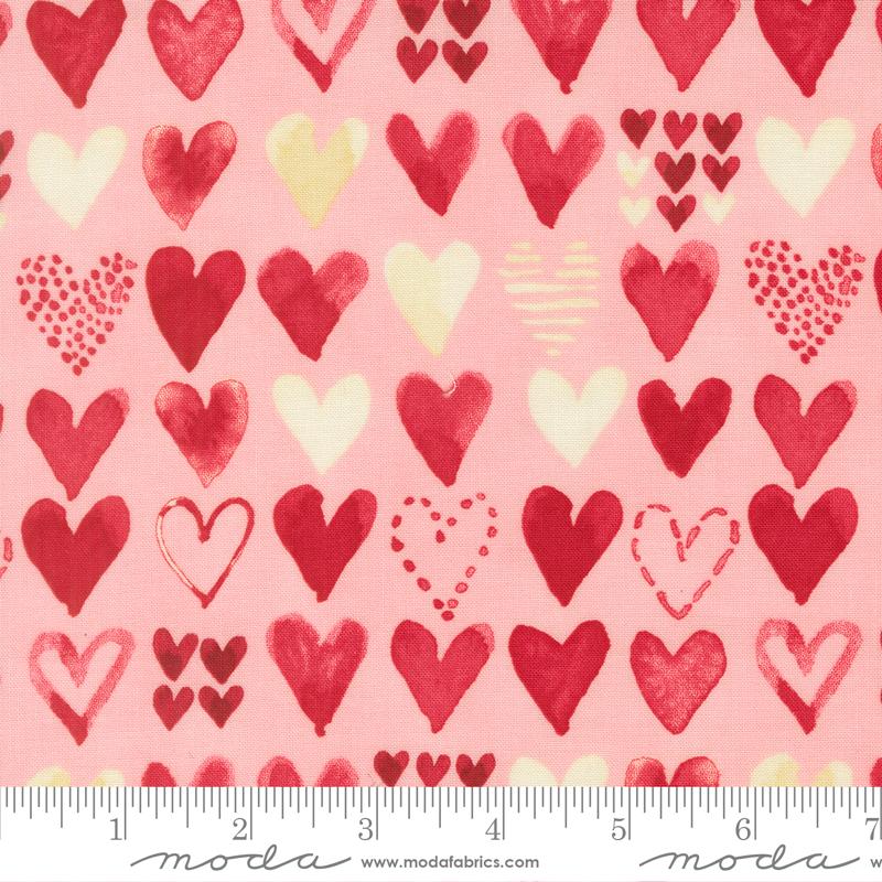 Moda Darling Peony Hearts Cotton Candy Fabric
