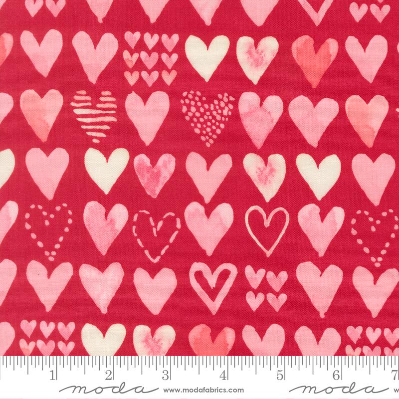 Moda Darling Peony Hearts Lipstick Fabric