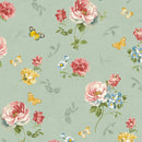 Wilmington Prints Blushing Meadow Large Floral Green Fabric