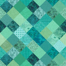 Studio E Meow Mix Cheater Patch Teal Fabric