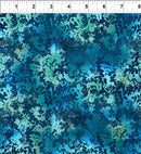 In The Beginning La Luna Leaves Teal Fabric