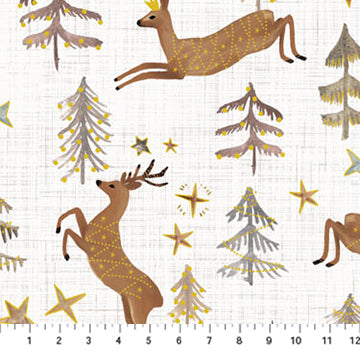 Figo Fabrics Winter Dreams Deer Taupe Fabric