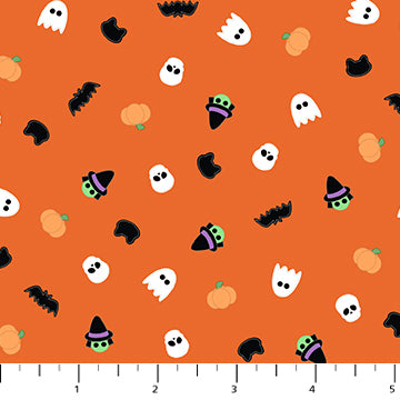 Figo Fabrics Mr. Bones Sews Sprinkles Orange Fabric