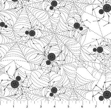 Figo Fabrics Mr. Bones Sews Spider White Fabric