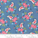Moda A Cat Named Stitch Sweet Paisley Floral Blue Fabric
