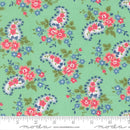 Moda A Cat Named Stitch Sweet Paisley Floral Green Fabric