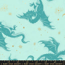 Ruby Star Society Fireglow Etched Dragons Metallic Mint Fabric