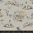 Ruby Star Society Fireglow Mountain Town Metallic Oyster Fabric