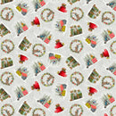 Studio E Holly Woods Critter Vignette Pearl Fabric