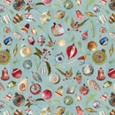 Studio E Holly Woods Vintage Ornaments Slate Fabric