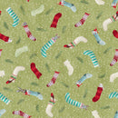 Studio E Holly Woods Critter Stockings Sage Fabric