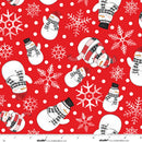 Studio E The Cool Club Snowman Toss Red Flannel Fabric