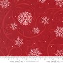 Moda When Snow Falls Swirling Snowflakes Berry Red Fabric