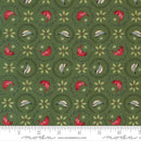 Moda When Snow Falls Birds In Wreaths Evergreen Fabric