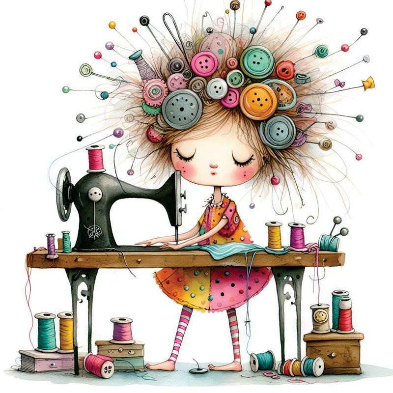 Pakaroo Sewing Girl Panel Small