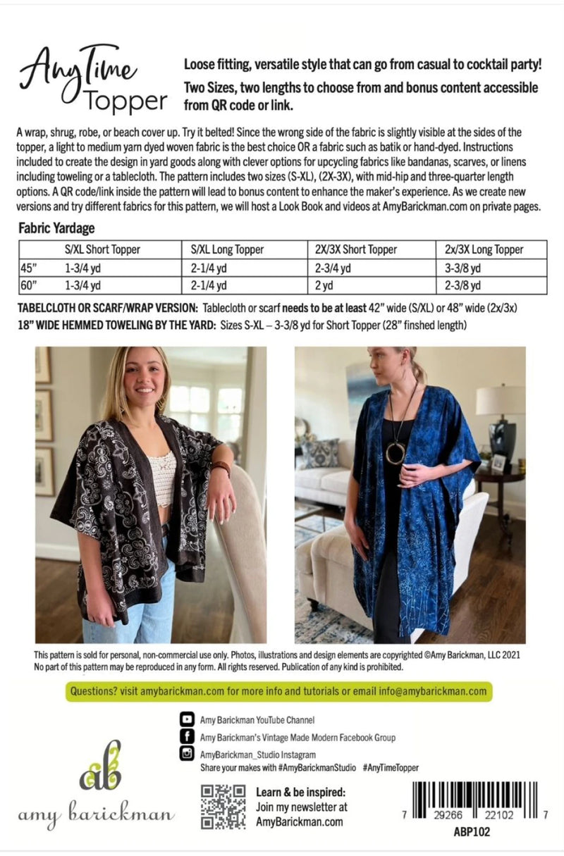 Anytime Topper Pattern