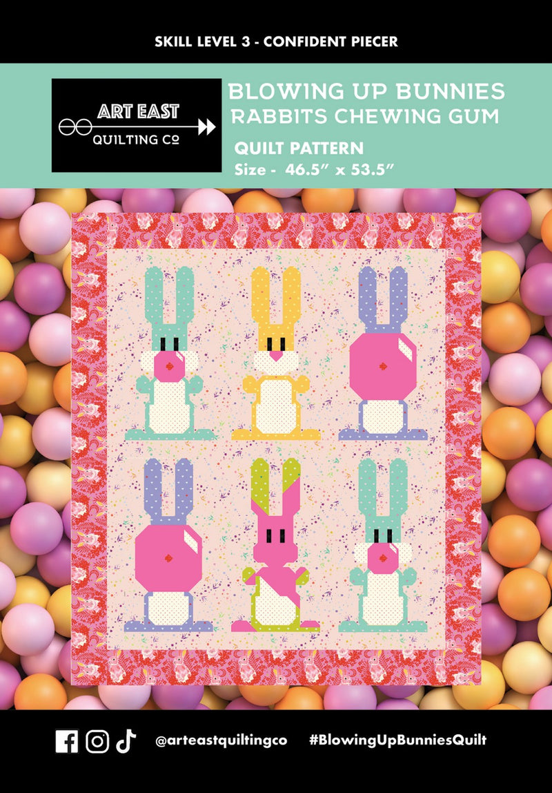 Art East Blowing Up Bunnies- Rabbits Chewing Gum Quilt Pattern