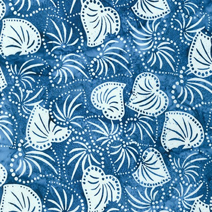 Robert Kaufman Artisan Batiks Kasuri Blue Leaves Fabric