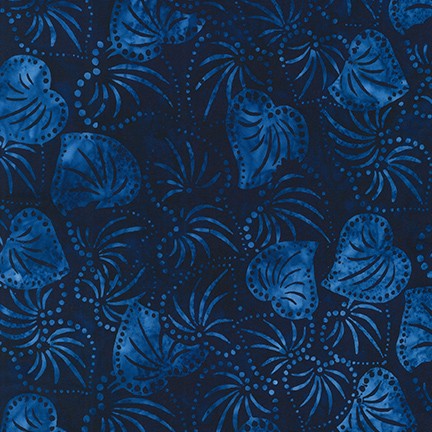 Robert Kaufman Artisan Batiks Kasuri Blue Leaves Fabric