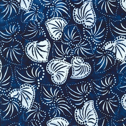 Robert Kaufman Artisan Batiks Kasuri Navy Leaves Fabric